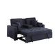 Oli Convertible Sleeper Loveseat | USB | 4 Throw Pillows | Gray Woven Fabric