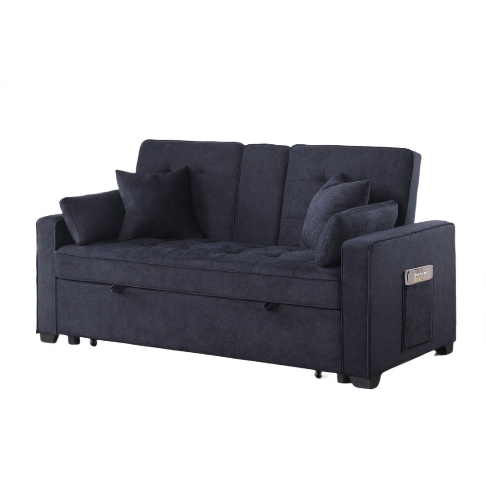 Oli Convertible Sleeper Loveseat | USB | 4 Throw Pillows | Gray Woven Fabric