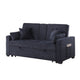 Oli Convertible Sleeper Loveseat | USB | 4 Throw Pillows | Gray Woven Fabric