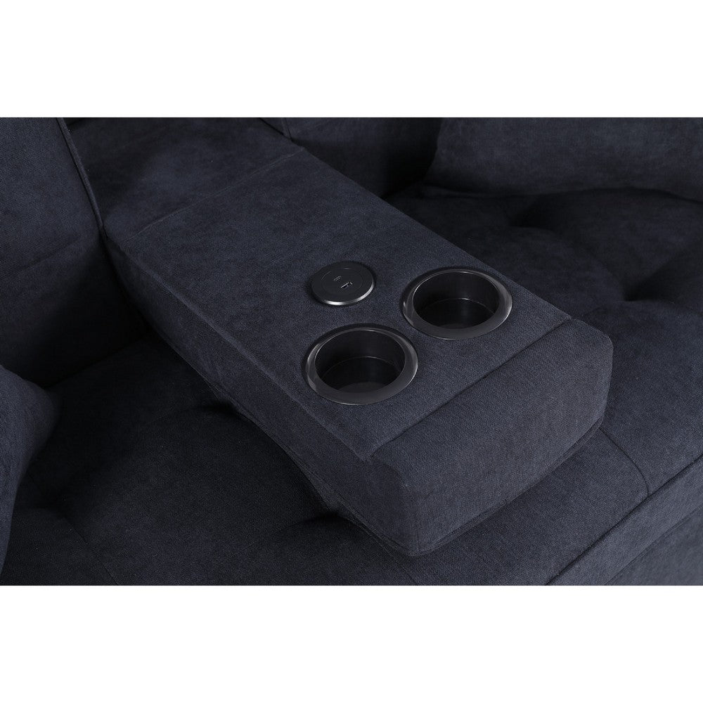 Oli Convertible Sleeper Loveseat | USB | 4 Throw Pillows | Gray Woven Fabric