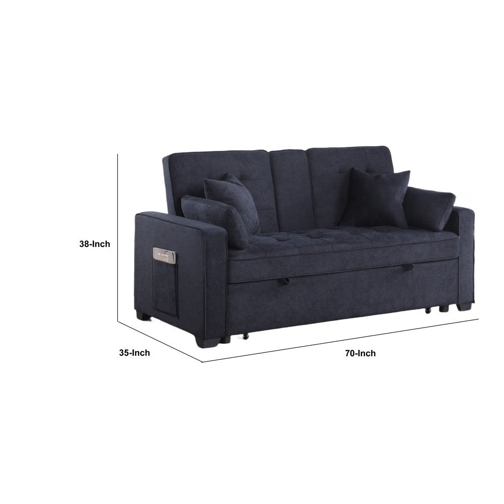 Oli Convertible Sleeper Loveseat | USB | 4 Throw Pillows | Gray Woven Fabric