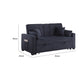 Oli Convertible Sleeper Loveseat | USB | 4 Throw Pillows | Gray Woven Fabric