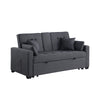 Oli Convertible Sleeper Loveseat | USB Ports | 4 Throw Pillows | Gray Linen