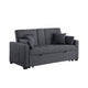 Oli Convertible Sleeper Loveseat | USB Ports | 4 Throw Pillows | Gray Linen