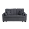 Oli Convertible Sleeper Loveseat | USB Ports | 4 Throw Pillows | Gray Linen