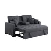 Oli Convertible Sleeper Loveseat | USB Ports | 4 Throw Pillows | Gray Linen