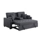 Oli Convertible Sleeper Loveseat | USB Ports | 4 Throw Pillows | Gray Linen