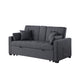 Oli Convertible Sleeper Loveseat | USB Ports | 4 Throw Pillows | Gray Linen