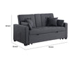Oli Convertible Sleeper Loveseat | USB Ports | 4 Throw Pillows | Gray Linen