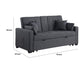 Oli Convertible Sleeper Loveseat | USB Ports | 4 Throw Pillows | Gray Linen