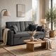 Oli Convertible Sleeper Loveseat | USB Ports | 4 Throw Pillows | Gray Linen