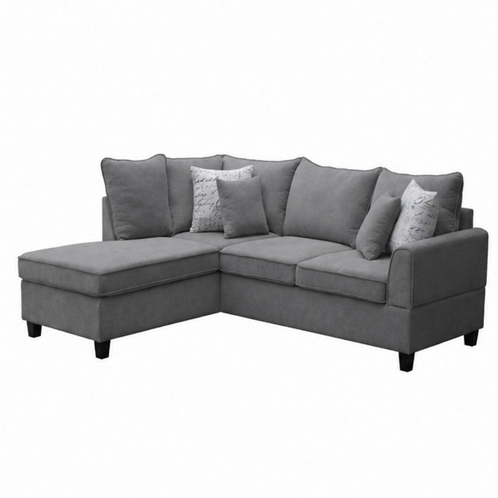 Kyna Sectional Sofa with Storage Ottoman | Throw Pillows | Gray Fabric