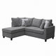 Kyna Sectional Sofa with Storage Ottoman | Throw Pillows | Gray Fabric