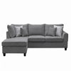 Kyna Sectional Sofa with Storage Ottoman | Throw Pillows | Gray Fabric