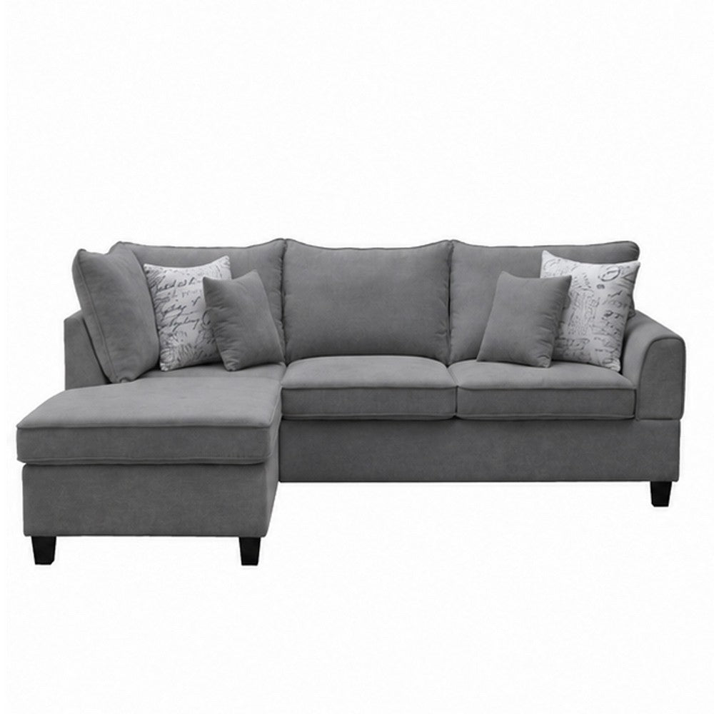 Kyna Sectional Sofa with Storage Ottoman | Throw Pillows | Gray Fabric