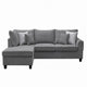 Kyna Sectional Sofa with Storage Ottoman | Throw Pillows | Gray Fabric