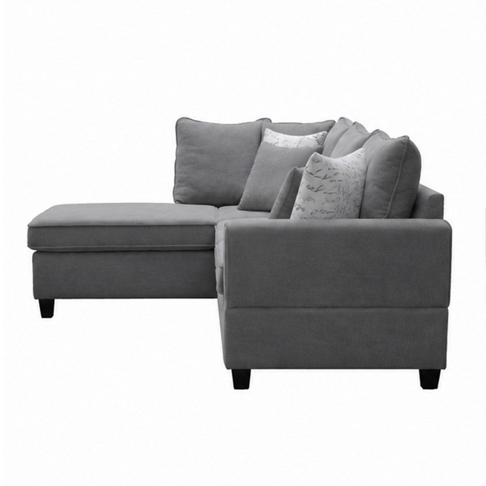 Kyna Sectional Sofa with Storage Ottoman | Throw Pillows | Gray Fabric