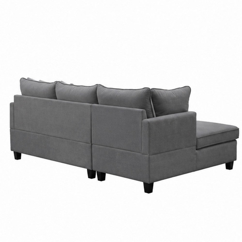 Kyna Sectional Sofa with Storage Ottoman | Throw Pillows | Gray Fabric