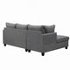 Kyna Sectional Sofa with Storage Ottoman | Throw Pillows | Gray Fabric