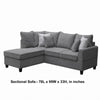 Kyna Sectional Sofa with Storage Ottoman | Throw Pillows | Gray Fabric
