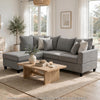 Kyna Sectional Sofa with Storage Ottoman | Throw Pillows | Gray Fabric