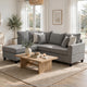 Kyna Sectional Sofa with Storage Ottoman | Throw Pillows | Gray Fabric