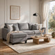 Kyna Sectional Sofa with Storage Ottoman | Throw Pillows | Gray Fabric