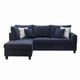 Kyna Sectional Sofa with Storage Ottoman | Throw Pillows | Black Fabric