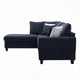 Kyna Sectional Sofa with Storage Ottoman | Throw Pillows | Black Fabric