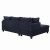 Kyna Sectional Sofa with Storage Ottoman | Throw Pillows | Black Fabric