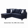 Kyna Sectional Sofa with Storage Ottoman | Throw Pillows | Black Fabric