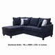 Kyna Sectional Sofa with Storage Ottoman | Throw Pillows | Black Fabric