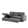 Oby Sleeper Sectional with Storage Chaise and USB Ports | Gray Fabric