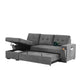 Oby Sleeper Sectional with Storage Chaise and USB Ports | Gray Fabric