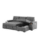 Oby Sleeper Sectional with Storage Chaise and USB Ports | Gray Fabric
