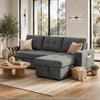 Oby Sleeper Sectional with Storage Chaise and USB Ports | Gray Fabric