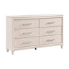 Monie Wide Dresser | 6 Drawers | Chrome Bar Handles | White Wood