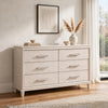 Monie Wide Dresser | 6 Drawers | Chrome Bar Handles | White Wood