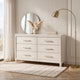 Monie Wide Dresser | 6 Drawers | Chrome Bar Handles | White Wood