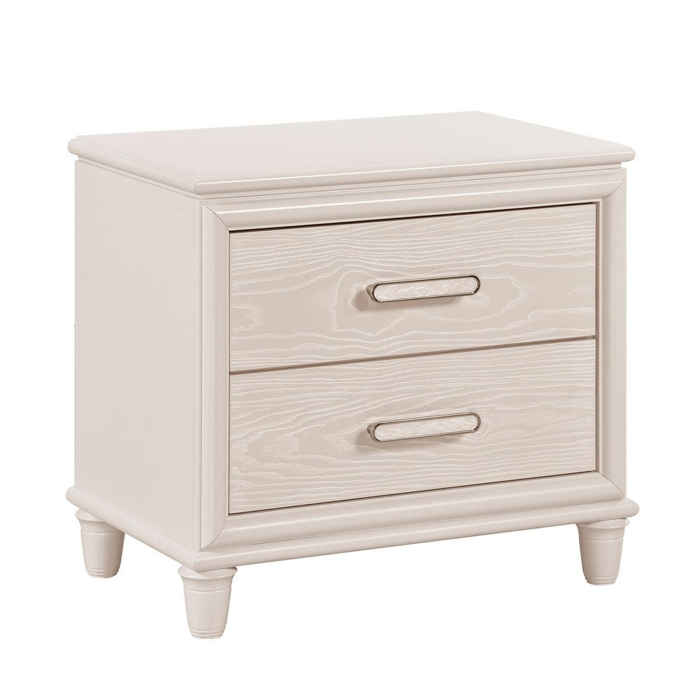 Monie Nightstand with 2 Drawers | USB-A and USB-C Ports | White Wood
