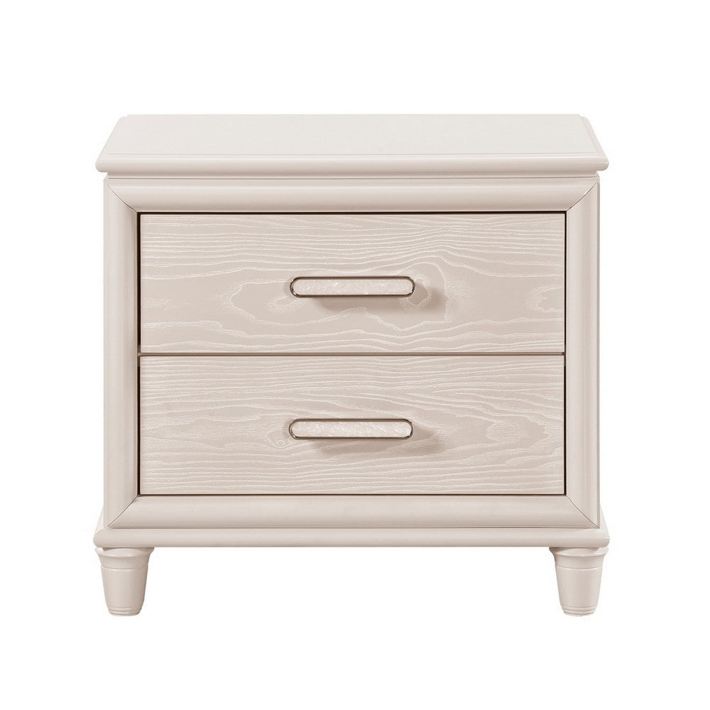 Monie Nightstand with 2 Drawers | USB-A and USB-C Ports | White Wood