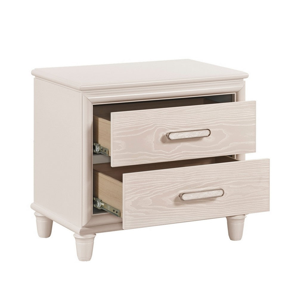Monie Nightstand with 2 Drawers | USB-A and USB-C Ports | White Wood
