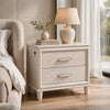 Monie Nightstand with 2 Drawers | USB-A and USB-C Ports | White Wood