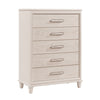 Monie Tall Dresser Chest | 5 Drawers | Chrome Bar Handles | White Wood