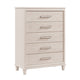 Monie Tall Dresser Chest | 5 Drawers | Chrome Bar Handles | White Wood