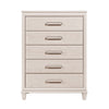 Monie Tall Dresser Chest | 5 Drawers | Chrome Bar Handles | White Wood
