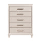 Monie Tall Dresser Chest | 5 Drawers | Chrome Bar Handles | White Wood
