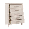 Monie Tall Dresser Chest | 5 Drawers | Chrome Bar Handles | White Wood