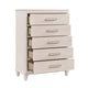 Monie Tall Dresser Chest | 5 Drawers | Chrome Bar Handles | White Wood