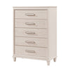 Monie Tall Dresser Chest | 5 Drawers | Chrome Bar Handles | White Wood